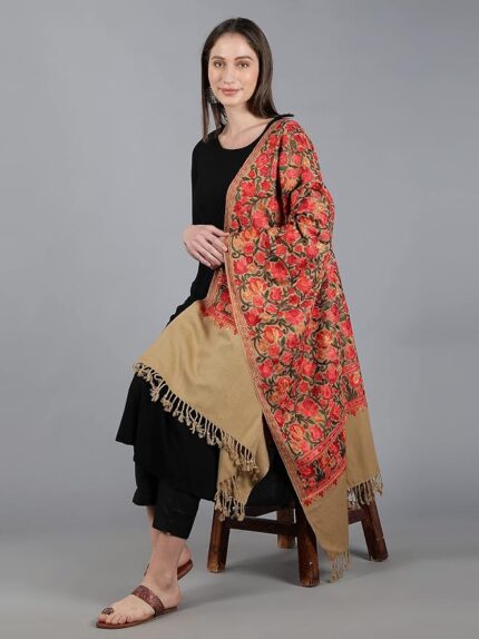 Zamour Kashmiri Embroidery Indian Shawl Stole Scarf Wrap