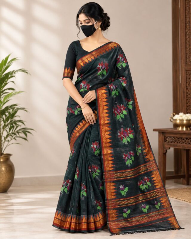 Handwoven Manipuri Saree Traditional Black Saree Bilasini