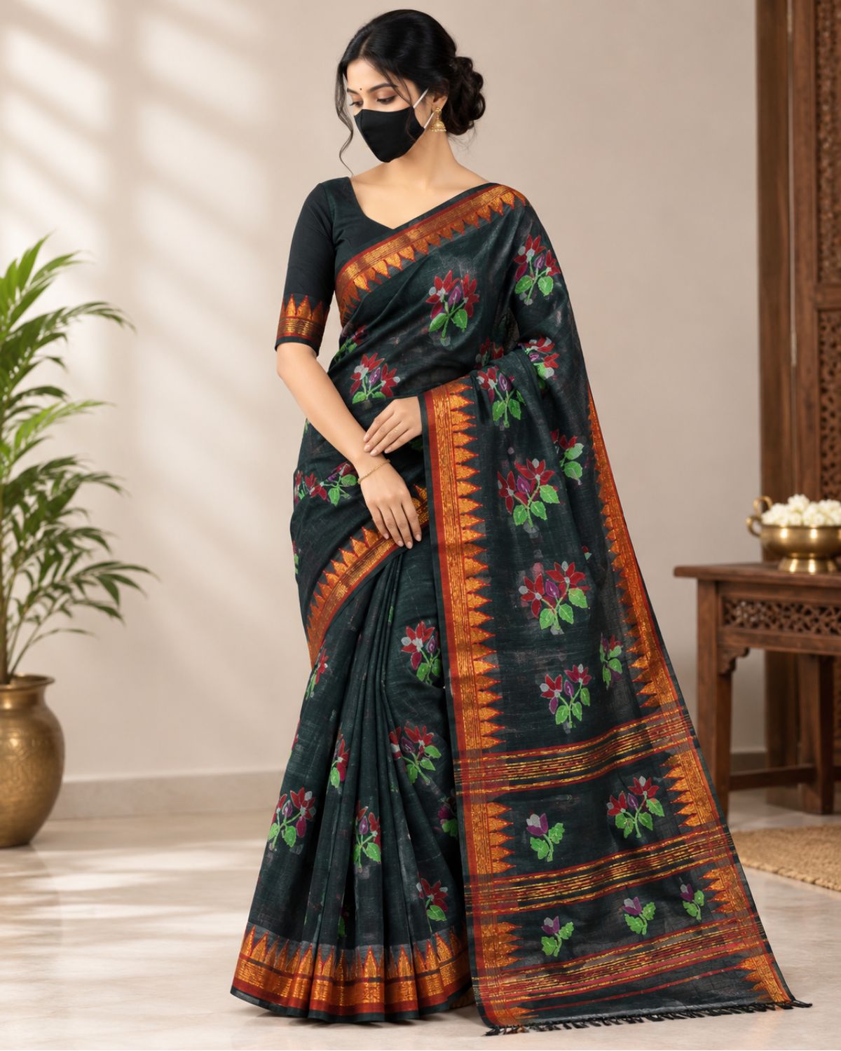 Handwoven Manipuri Saree Traditional Black Saree Bilasini
